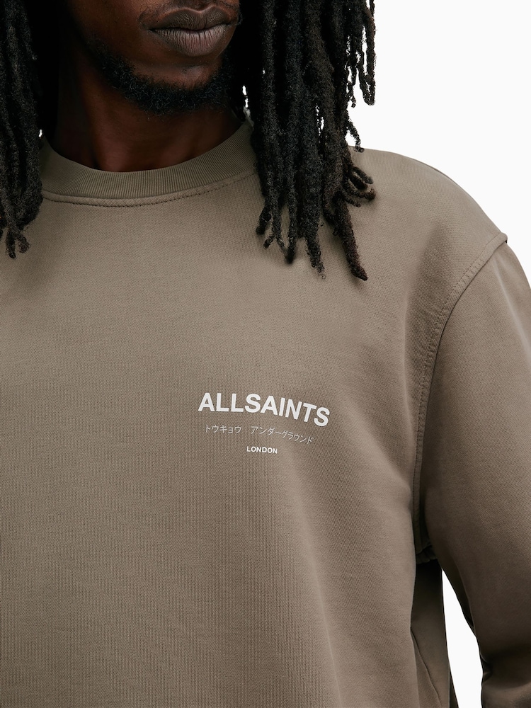 AllSaints Brown Underground Crew Jumper - Image 4 of 6