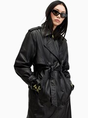 AllSaints Black Hendry Trench Coat - Image 2 of 8