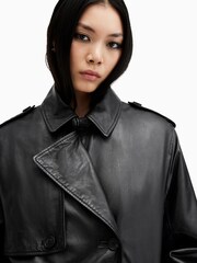 AllSaints Black Hendry Trench Coat - Image 6 of 8