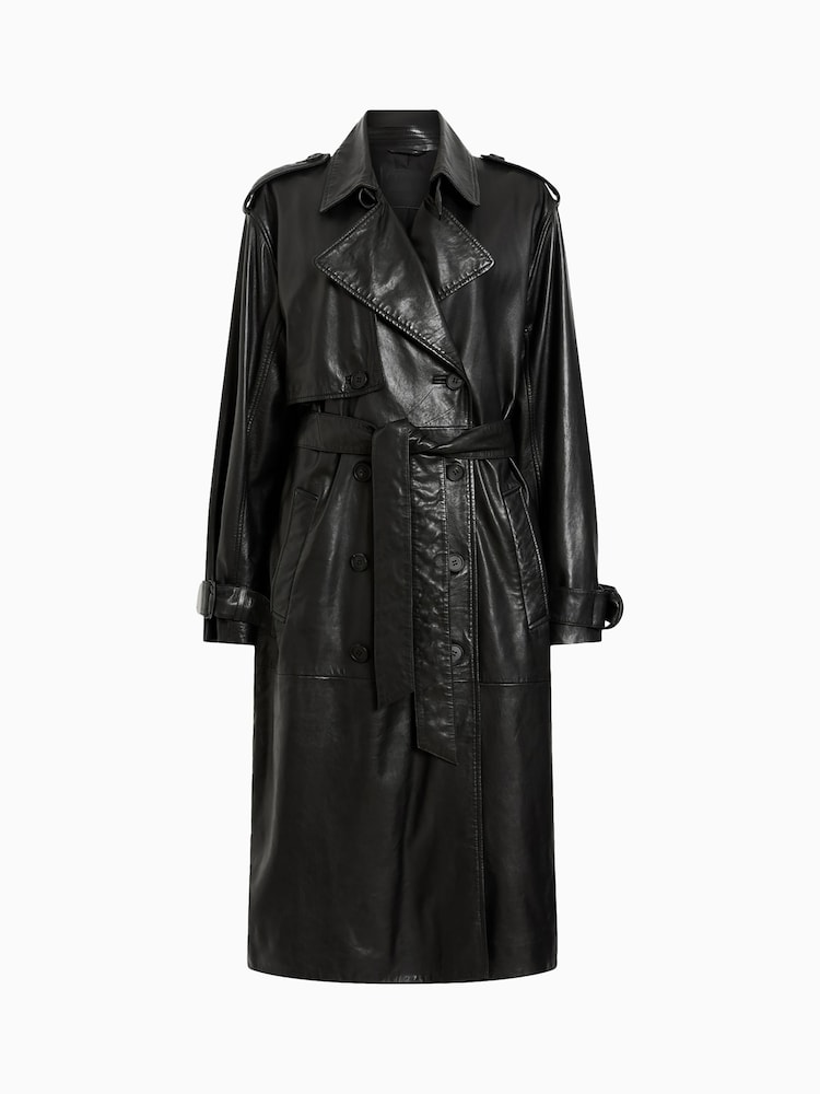 AllSaints Black Hendry Trench Coat - Image 8 of 8