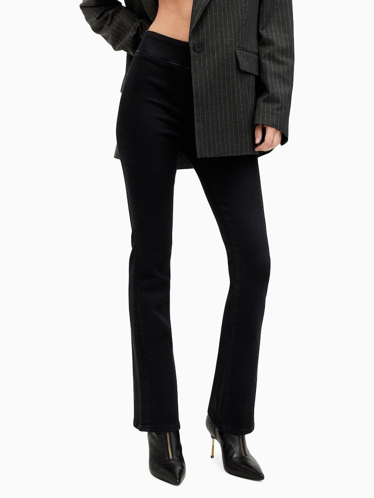 AllSaints Black Dani Sizeme Bootcut Jeans - Image 2 of 9