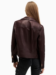 AllSaints Red Dalby Biker Jacket - Image 2 of 8