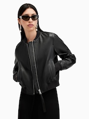 AllSaints Black Orten Bomber Jacket - Image 1 of 7