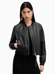AllSaints Black Orten Bomber Jacket - Image 4 of 7