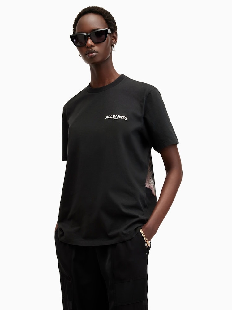 AllSaints Black Fleurir BF T-Shirt - Image 1 of 6