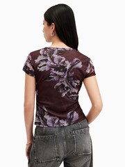 AllSaints Red Ellie Mesh T-Shirt - Image 6 of 7