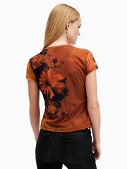 AllSaints Orange Ellie Mesh T-Shirt - Image 4 of 6