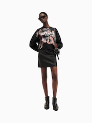 AllSaints Black Fleurir Lila T-Shirt - Image 1 of 7