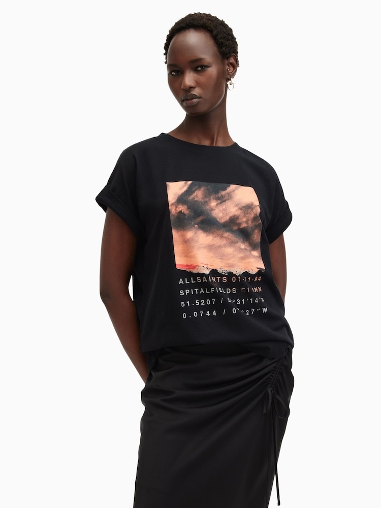 AllSaints Black Boy Liberte Imo T-Shirt - Image 1 of 7