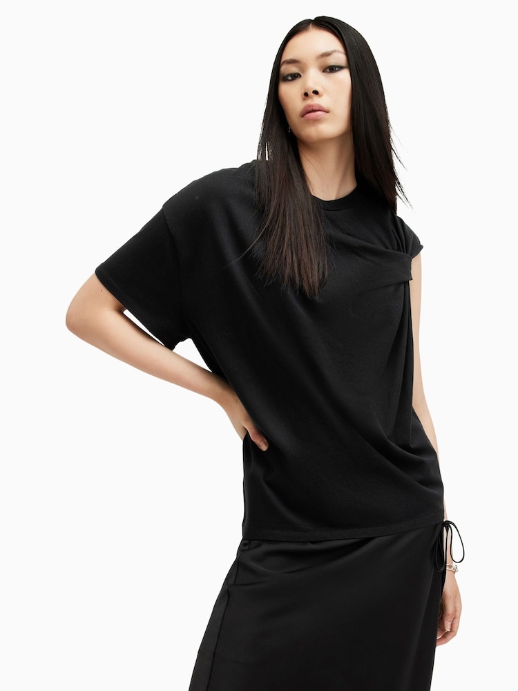 AllSaints Black Onyx Twist T-Shirt - Image 1 of 6