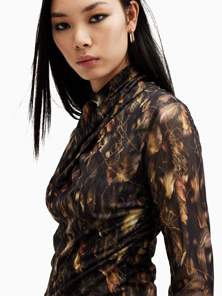 AllSaints Brown Tia Mesh Top - Image 2 of 7 AllSaints Brown Tia Mesh Top - Image 2 of 7