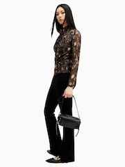 AllSaints Brown Tia Mesh Top - Image 4 of 7