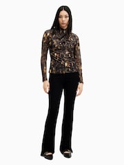 AllSaints Brown Tia Mesh Top - Image 6 of 7
