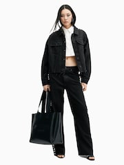 AllSaints Black Piper Stud Shacket - Image 1 of 7