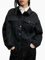 AllSaints Black Piper Stud Shacket - Image 3 of 7