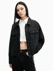 AllSaints Black Piper Stud Shacket - Image 4 of 7