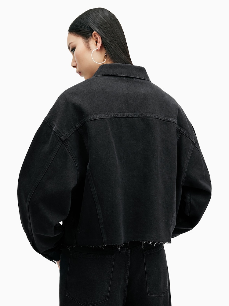 AllSaints Black Piper Stud Shacket - Image 6 of 7
