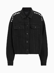 AllSaints Black Piper Stud Shacket - Image 7 of 7