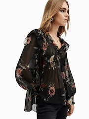 AllSaints Black Ryna Top - Image 1 of 10