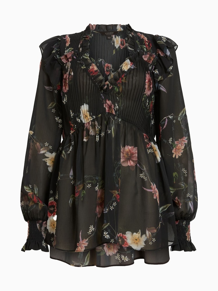 AllSaints Black Ryna Top - Image 10 of 10
