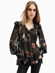AllSaints Black Ryna Top - Image 2 of 10