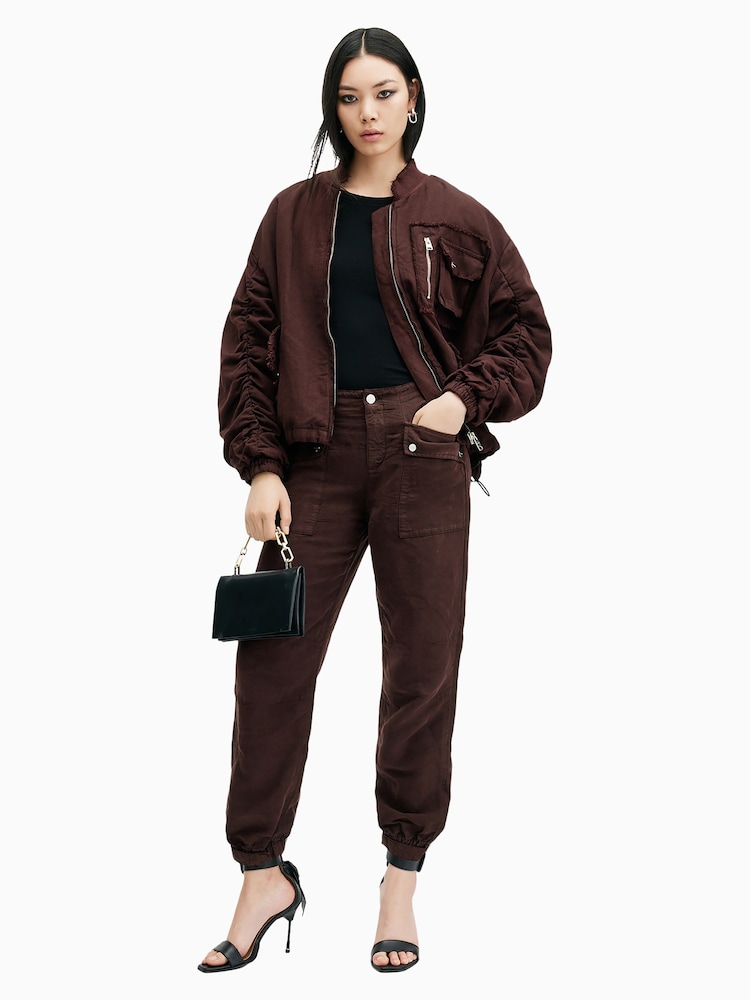 AllSaints Red Val Linen Blend Trousers - Image 1 of 7