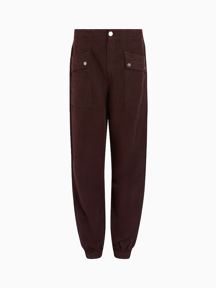 AllSaints Red Val Linen Blend Trousers - Image 7 of 7