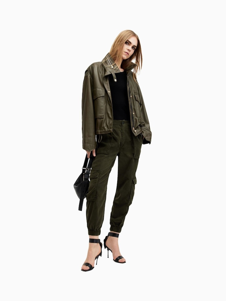 AllSaints Green Freda Tencel Trousers - Image 1 of 8