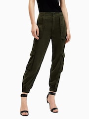 AllSaints Green Freda Tencel Trousers - Image 6 of 8