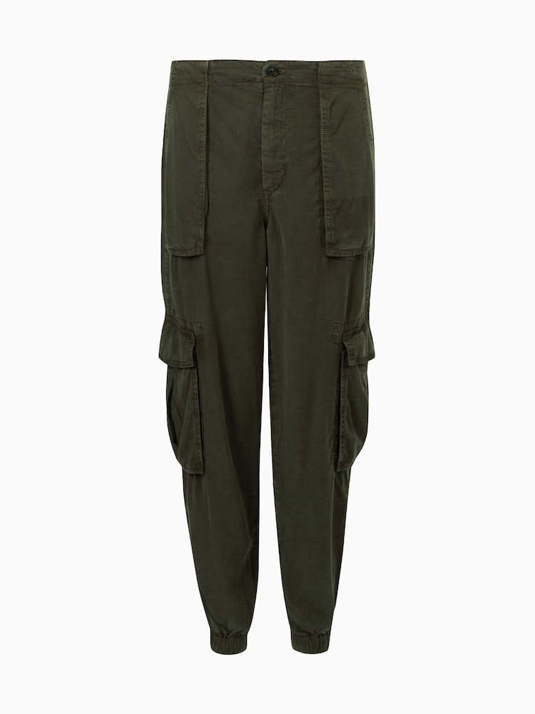AllSaints Green Freda Tencel Trousers - Image 8 of 8