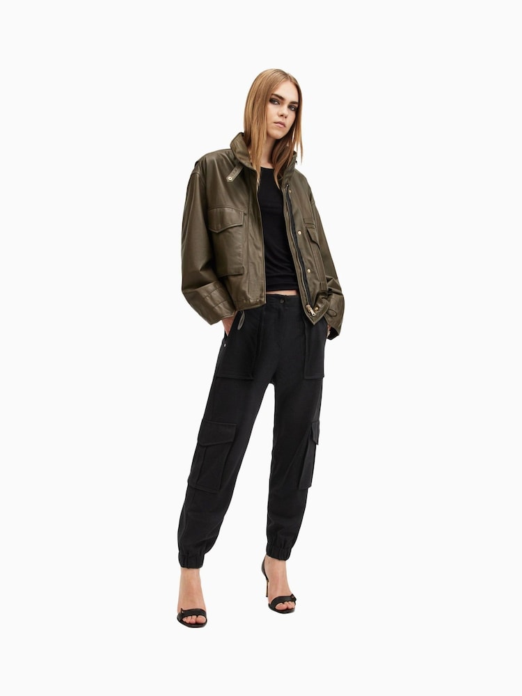 AllSaints Black Freda Jersey Trousers - Image 1 of 8