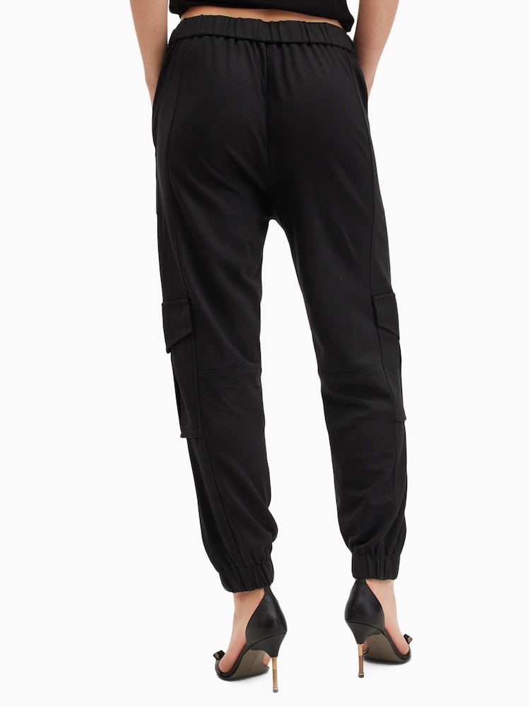 AllSaints Black Freda Jersey Trousers - Image 6 of 8