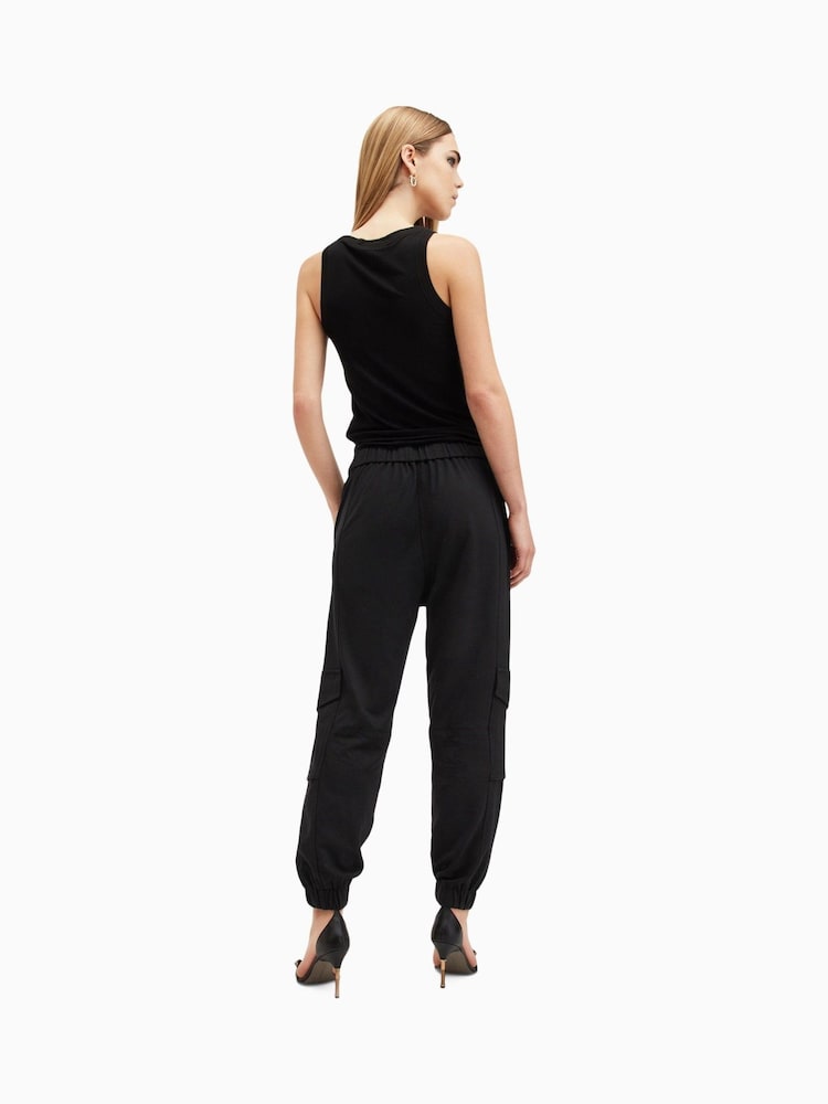 AllSaints Black Freda Jersey Trousers - Image 7 of 8
