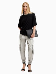 AllSaints Grey 100% Cotton Freda Coated Trousers - Image 1 of 7