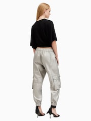 AllSaints Grey 100% Cotton Freda Coated Trousers - Image 6 of 7