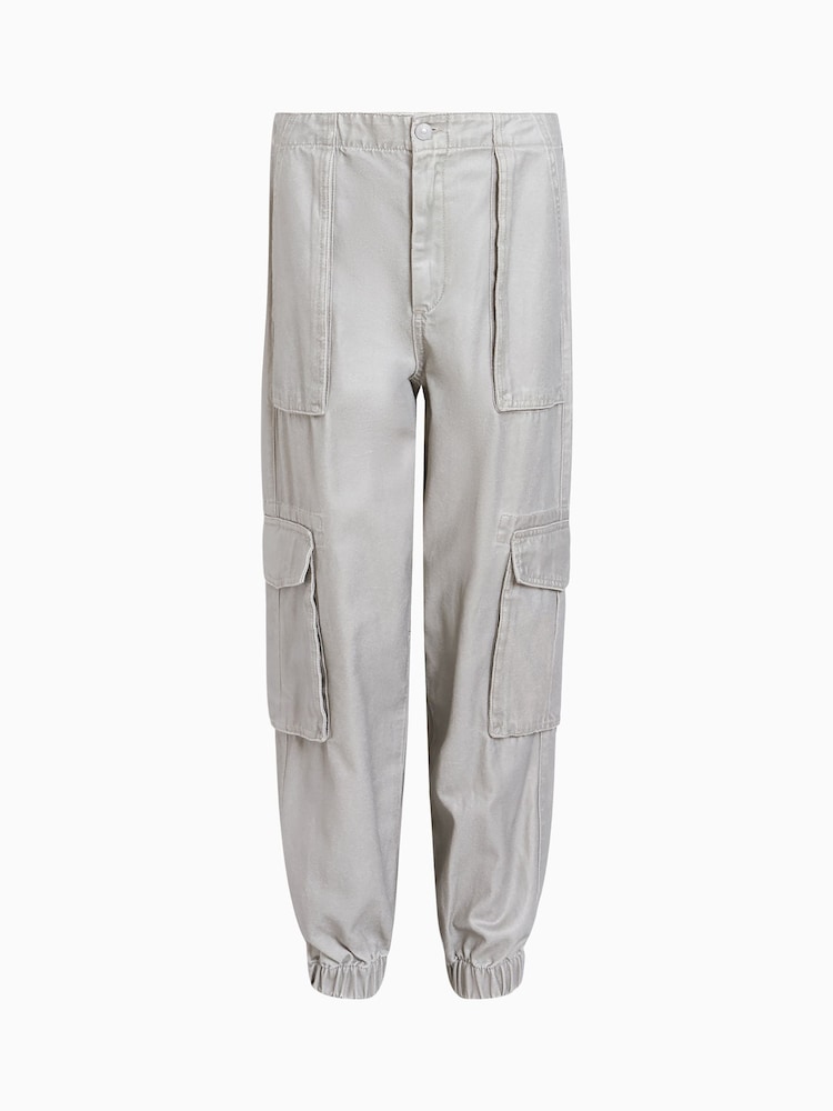 AllSaints Grey 100% Cotton Freda Coated Trousers - Image 7 of 7