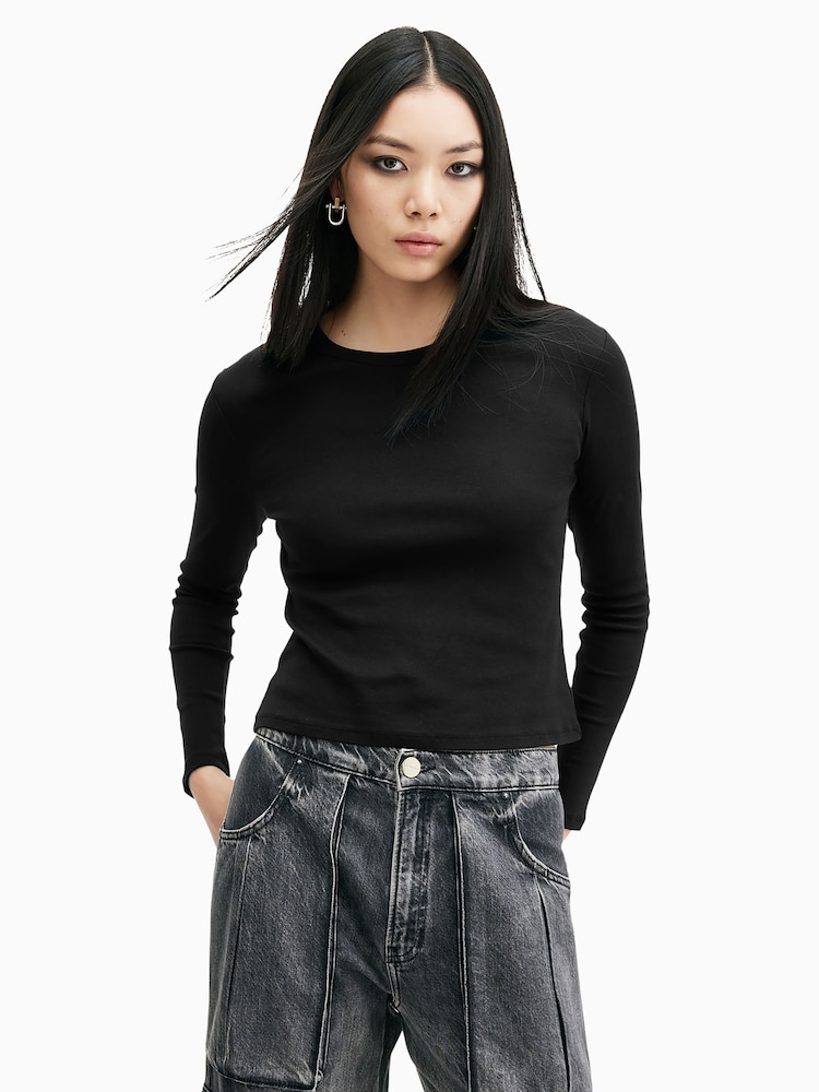 AllSaints Black Stevie Longsleeve T-Shirt - Image 1 of 6