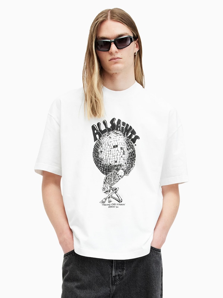 AllSaints White Burden Shortsleeve Crew Neck T-Shirt - Image 1 of 6