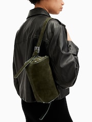 AllSaints Green Miro Barrel Cross-Body Bag - Image 8 of 8