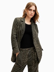 AllSaints Green Aleida Denim Blazer - Image 2 of 6