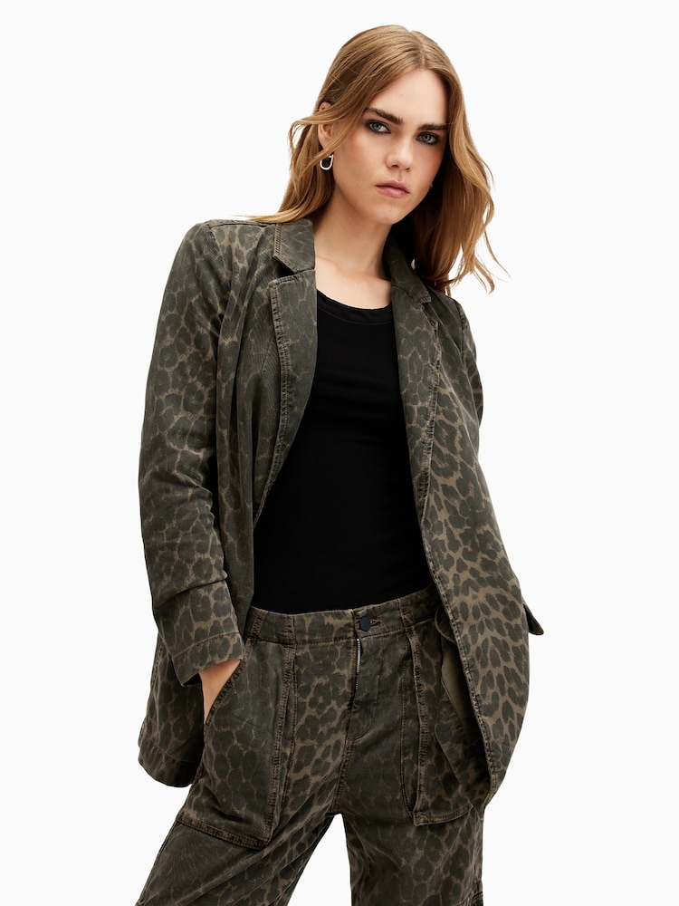 AllSaints Green Aleida Denim Blazer - Image 2 of 6 AllSaints Green Aleida Denim Blazer - Image 2 of 6