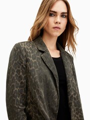 AllSaints Green Aleida Denim Blazer - Image 3 of 6