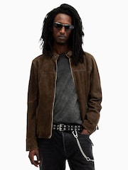 AllSaints Brown Cora Suede Jacket - Image 1 of 8