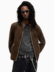 AllSaints Brown Cora Suede Jacket - Image 4 of 8