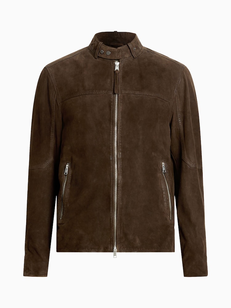 AllSaints Brown Cora Suede Jacket - Image 8 of 8