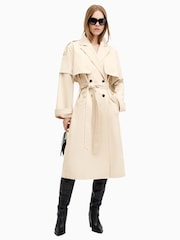 AllSaints White 100% Cotton Clyde Trench Coat - Image 1 of 10