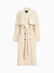 AllSaints White 100% Cotton Clyde Trench Coat - Image 10 of 10