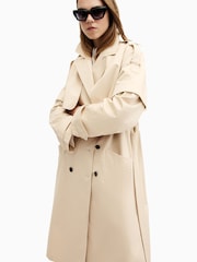 AllSaints White 100% Cotton Clyde Trench Coat - Image 5 of 10