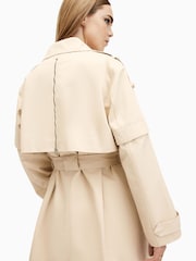 AllSaints White 100% Cotton Clyde Trench Coat - Image 7 of 10