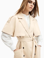 AllSaints White 100% Cotton Clyde Trench Coat - Image 8 of 10